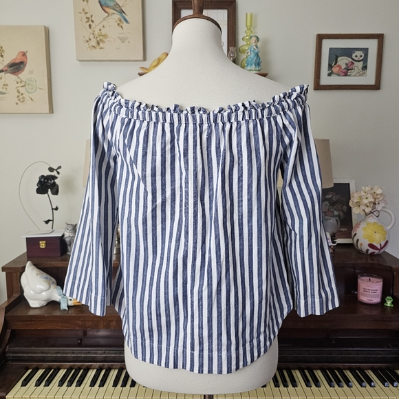 Madewell Shimmer Stripe Off-The-Shoulder Top - Picture 11 of 13